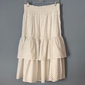 Elegant White Polka Dot Skirt Size Large CottonLike New